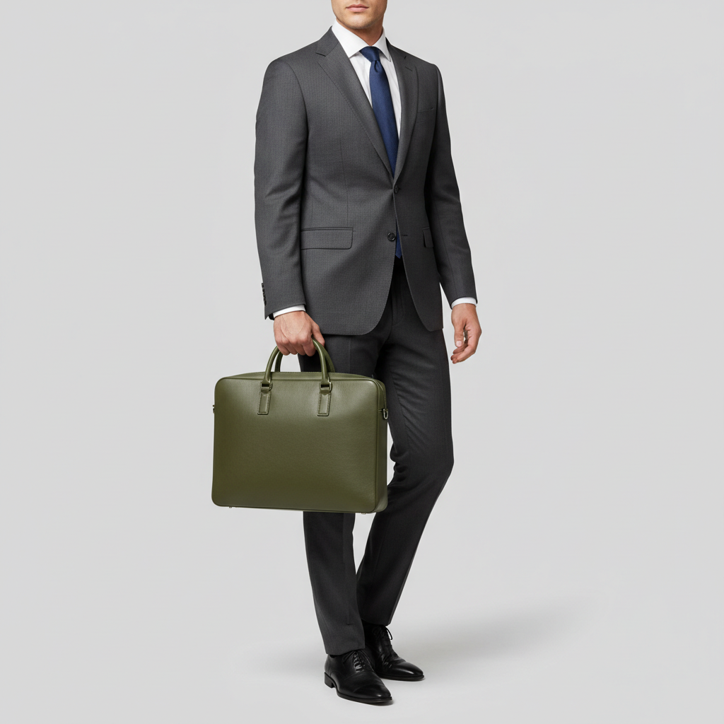 Atlas Executive Briefcase in Olive Green — Professional Model