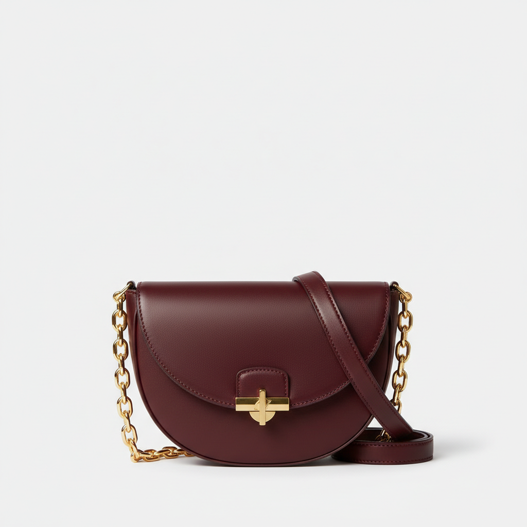 Le Gina Half Moon Bag — Burgundy Hero Front View