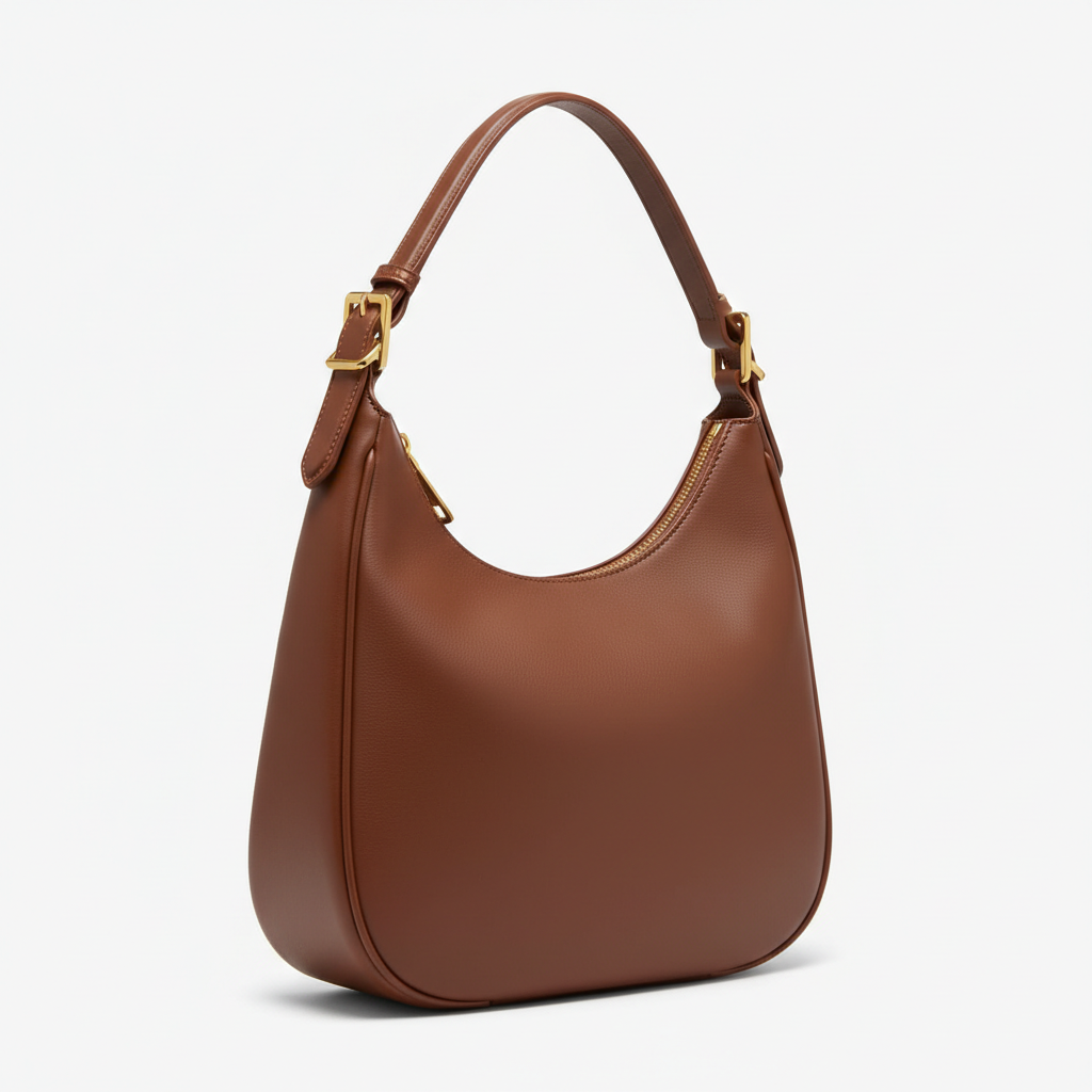 Le Gina Saddle Hobo — Chocolate Brown Front Angle View
