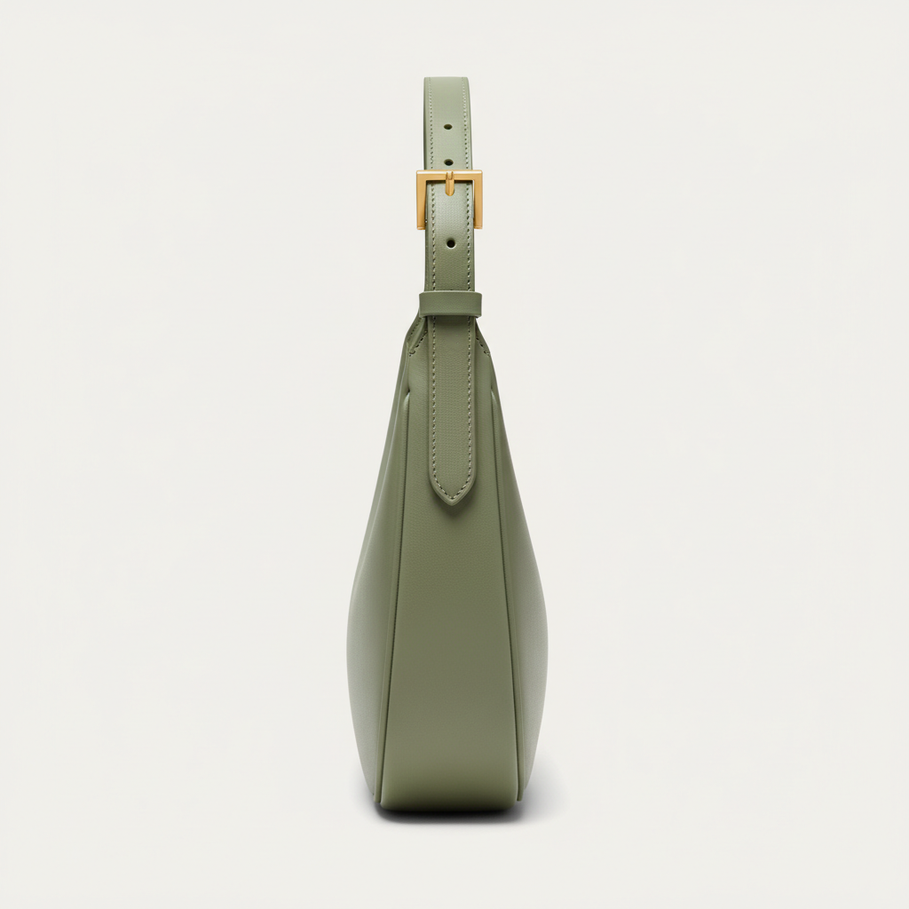 Luna Crescent Shoulder Bag Sage Green – Side Profile View