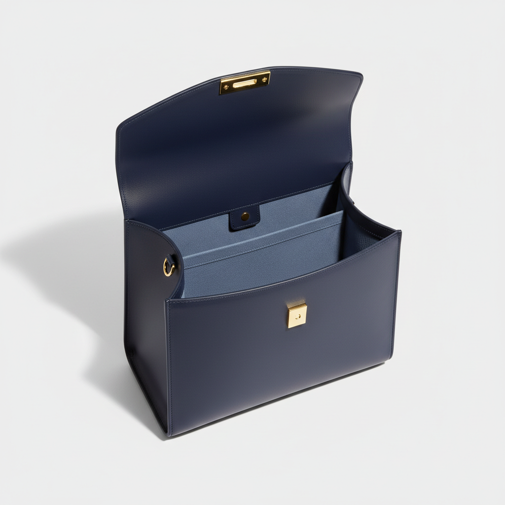 Victoria Executive Tote – Navy Blue – Open Interior View