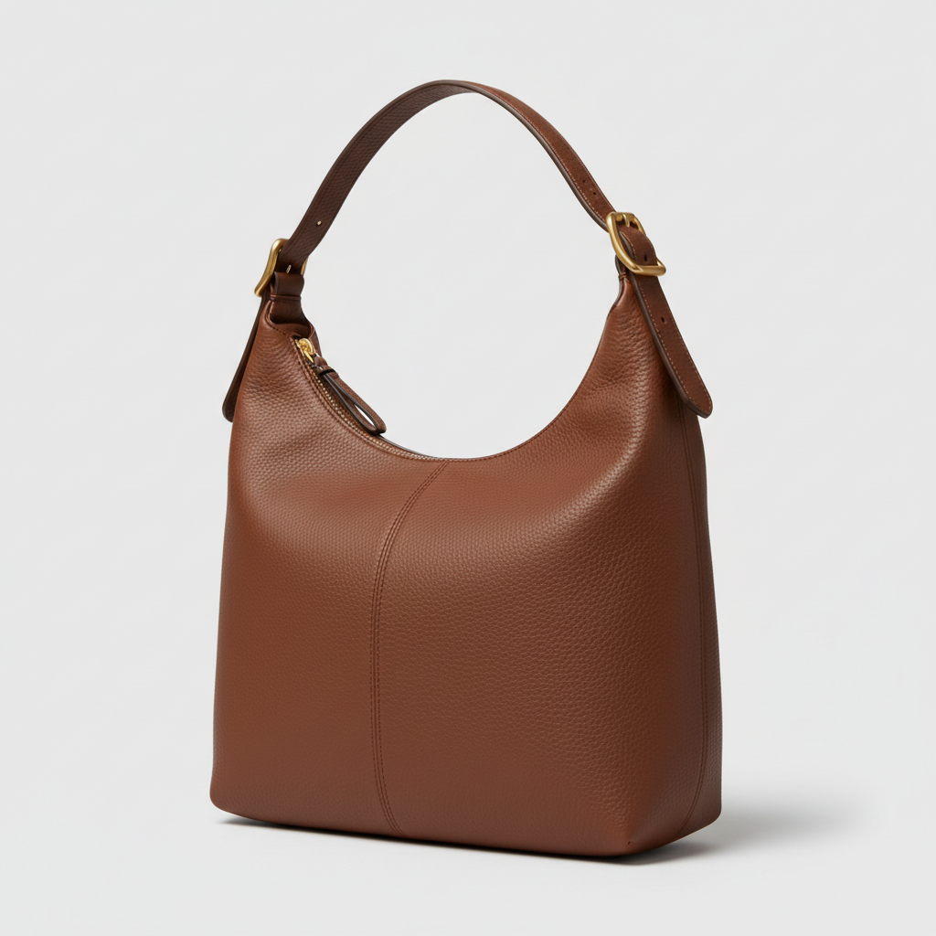 Aria Hobo Shoulder Bag in Chocolate Brown – Front Angle View