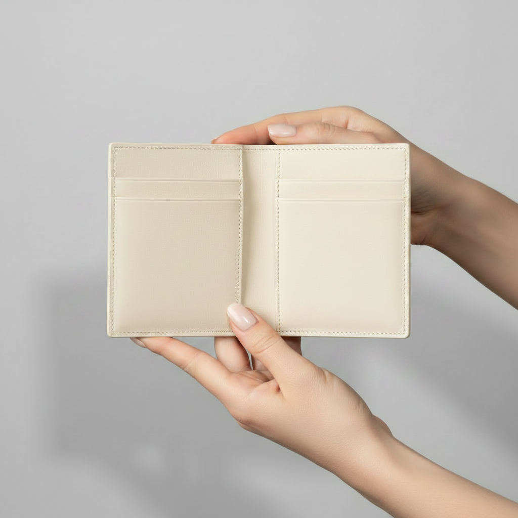 Celeste Passport Holder Cream — Model Shot