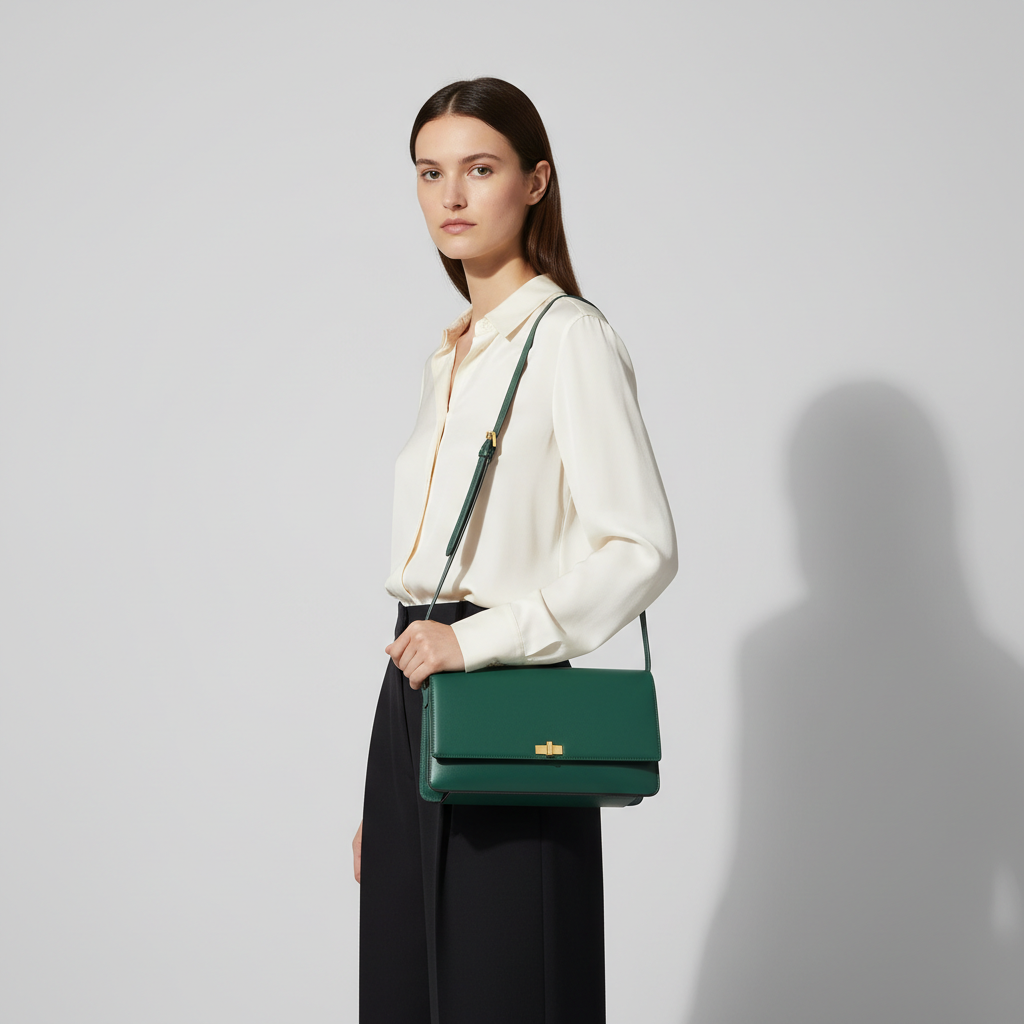 Le Gina East-West Bag — Petrol Green Female Model