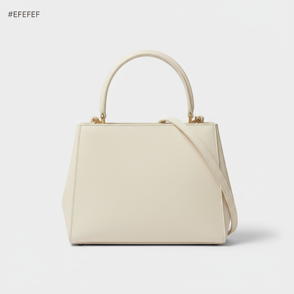 Noir Top Handle Satchel in Ivory leather, hero front view