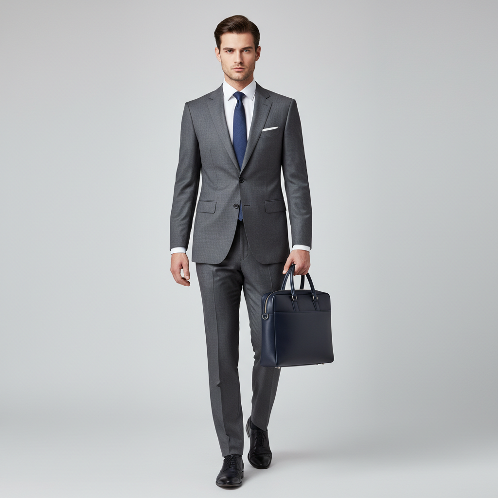 Atlas Executive Briefcase - Navy Blue - Model Shot