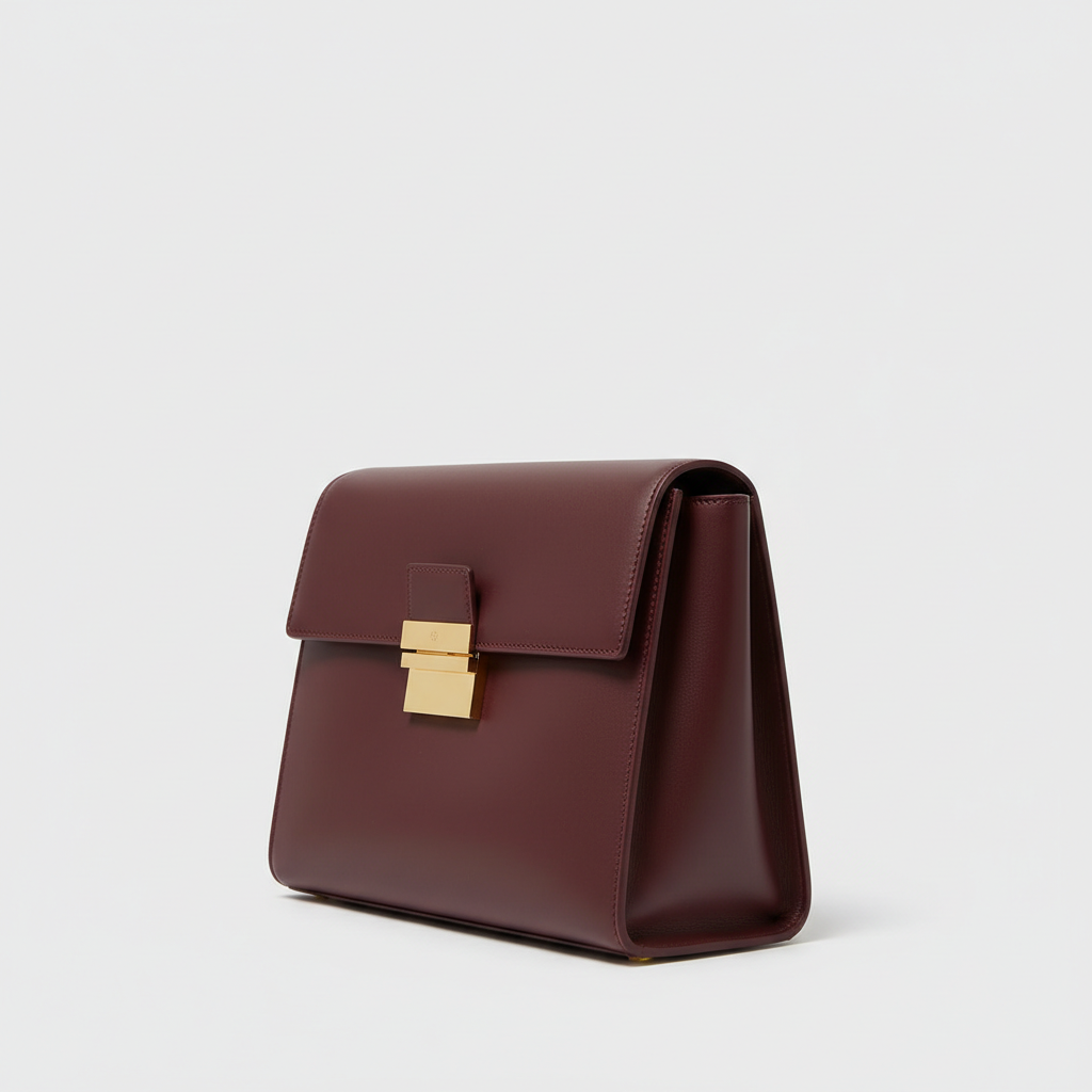 Victoria Executive Tote – Burgundy – Side Profile View