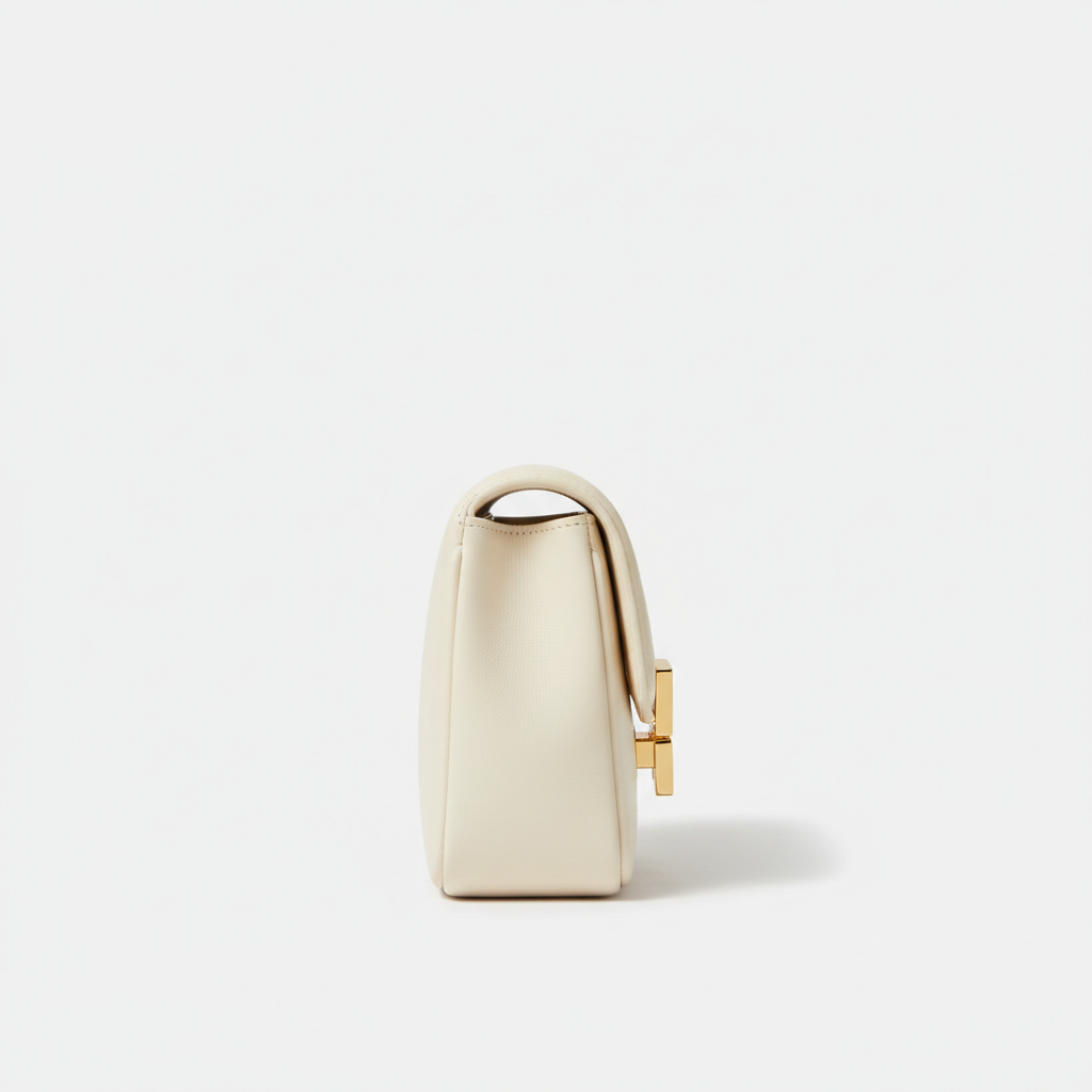 Luna Flap Mini Bag in Ivory - Side Profile View
