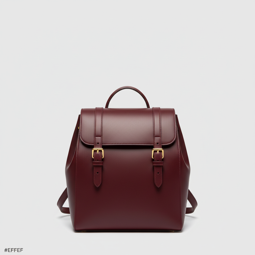 Noir Signature Backpack in Burgundy leather, hero front view