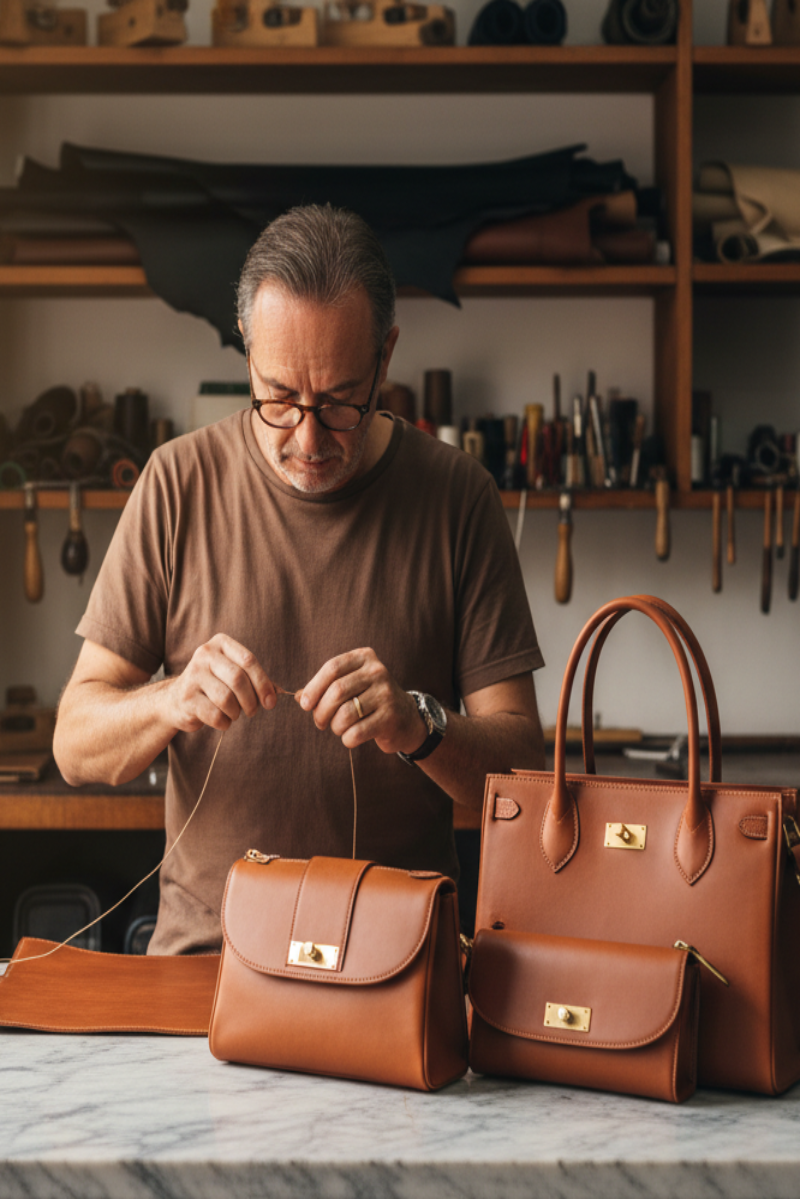 Leather Artisan Crafting Luxury Handbags