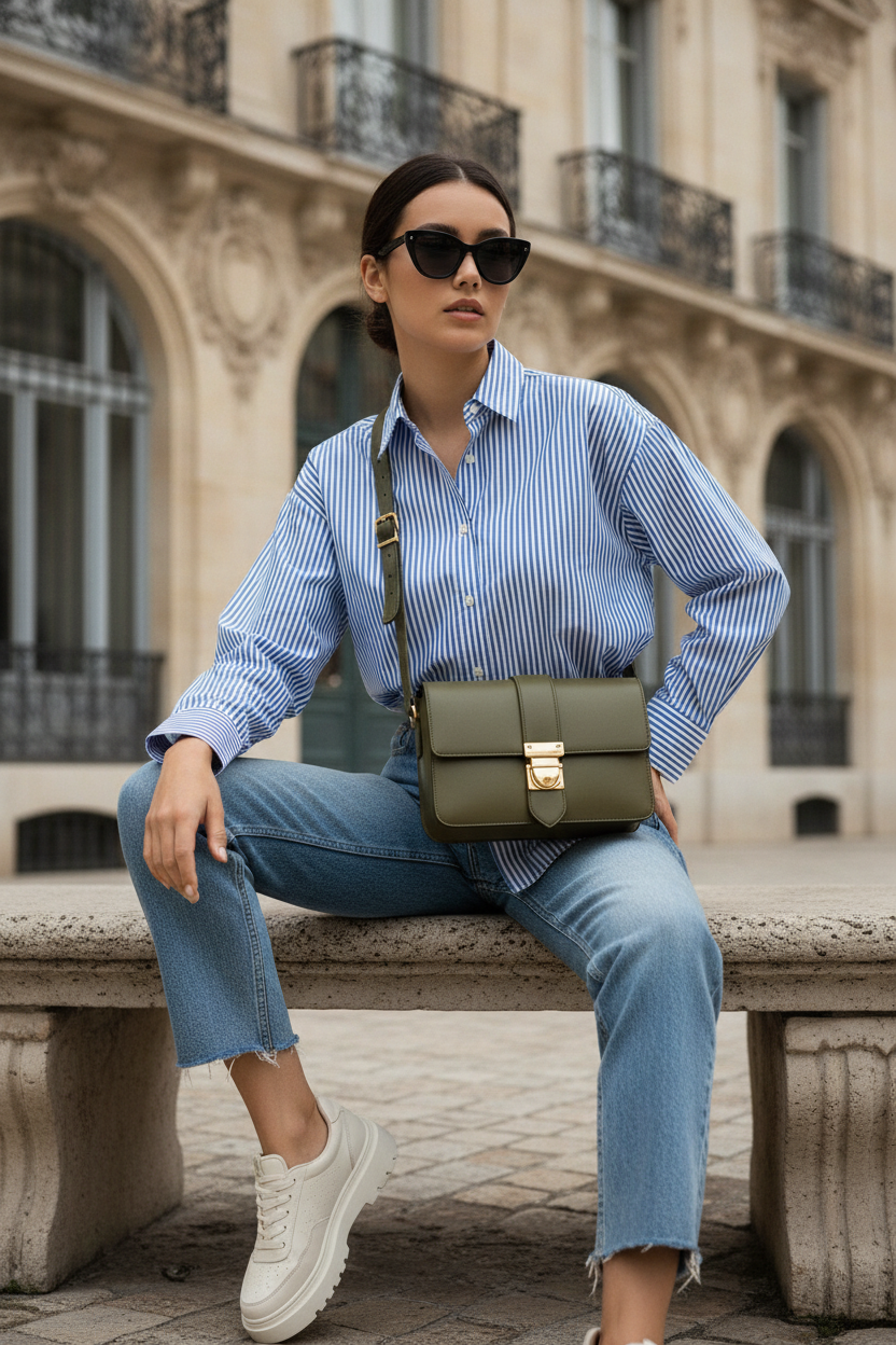 Olive Green Bag with Sunglasses
