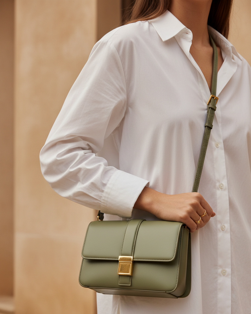 Sage Green Shoulder Bag – Luxury Editorial