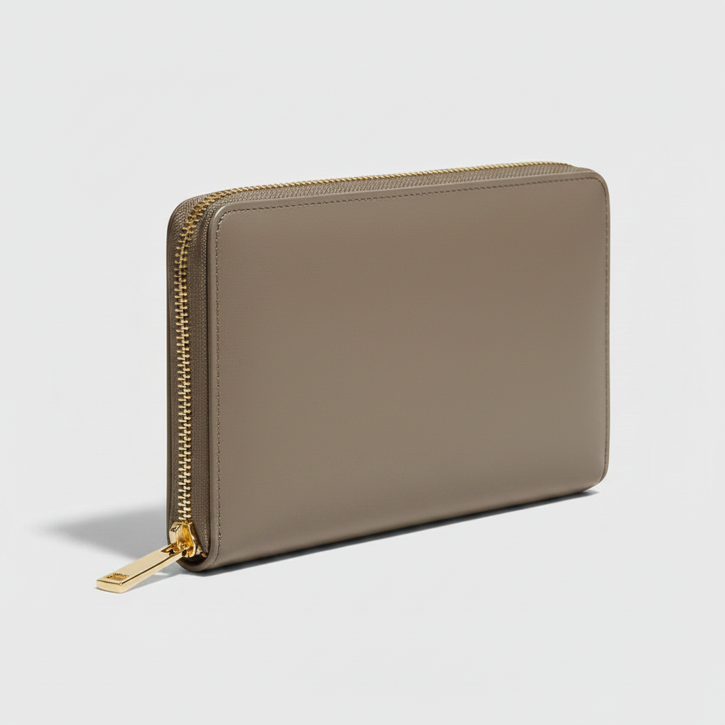 Taupe Continental Wallet — Front Angle View