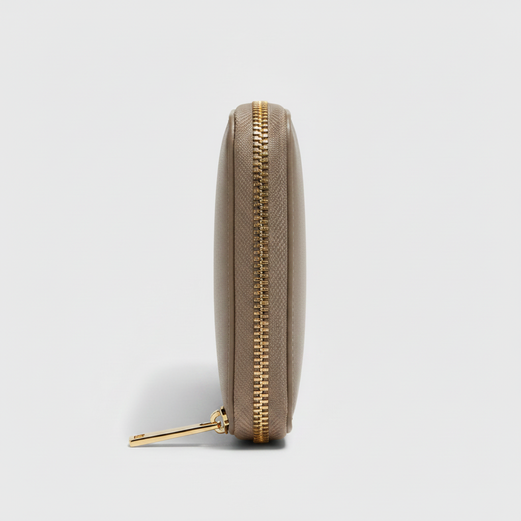 Taupe Continental Wallet — Side Profile View
